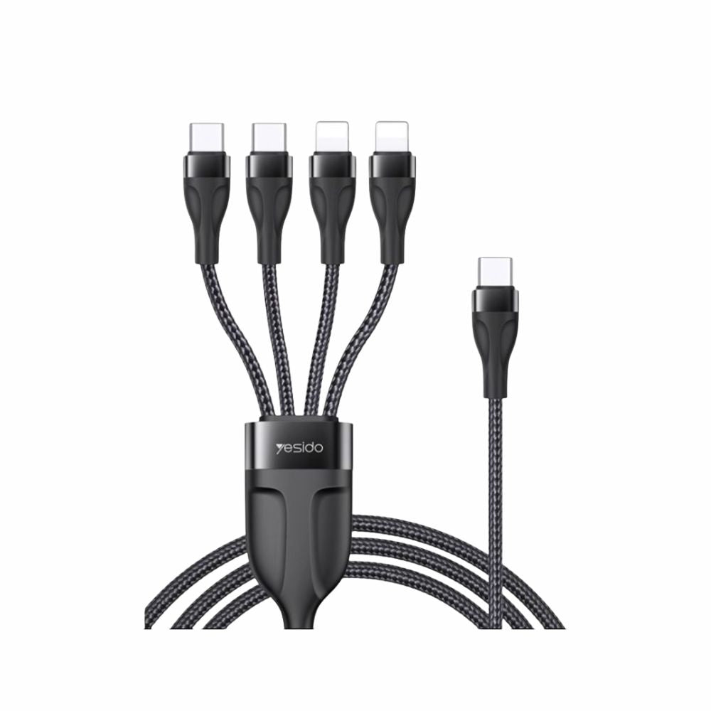 Yesido CA110 4 in 1 Charging Data Cable | Type-C to 2 TC + 2 IP Yesido CA110 4 in 1 Charging Data Cable | Type-C to 2 TC + 2 IP